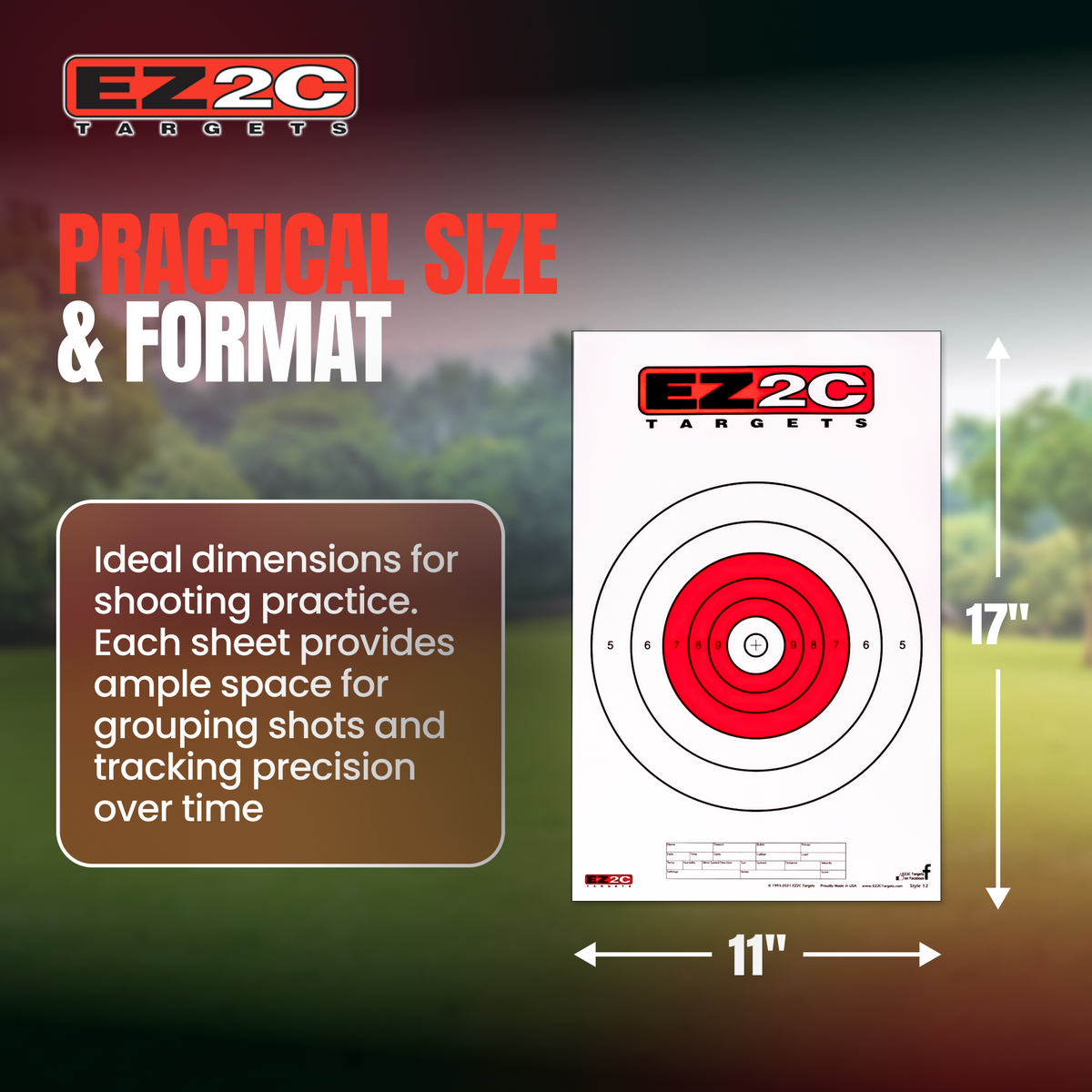 200 EZ2C Targets Most Popular 5 Styles Paper Targets Bundle 11"x17" USA MADE