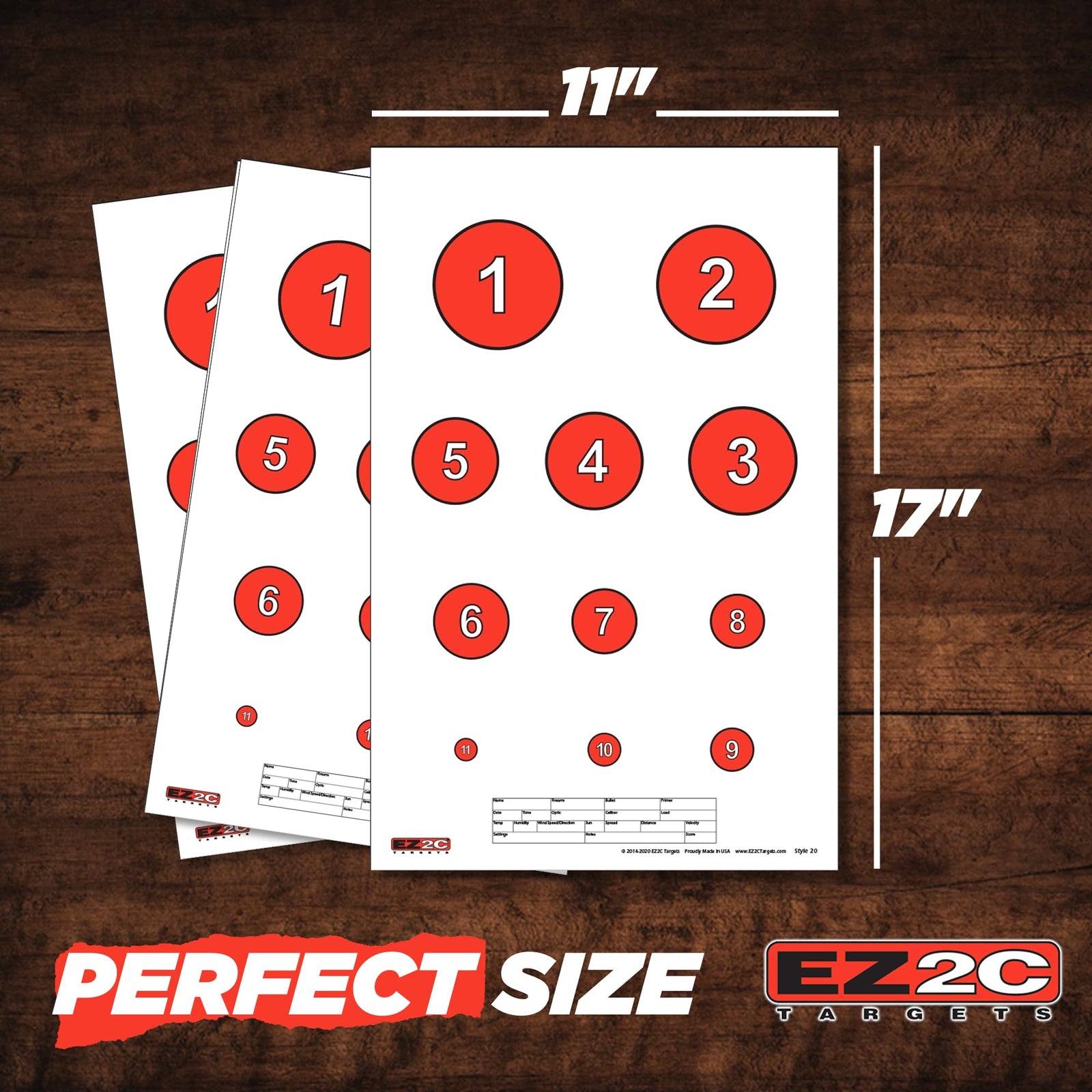 EZ2C Targets #20/RD7: Reducing Circles Paper Shooting Targets 11"x17" USA Made