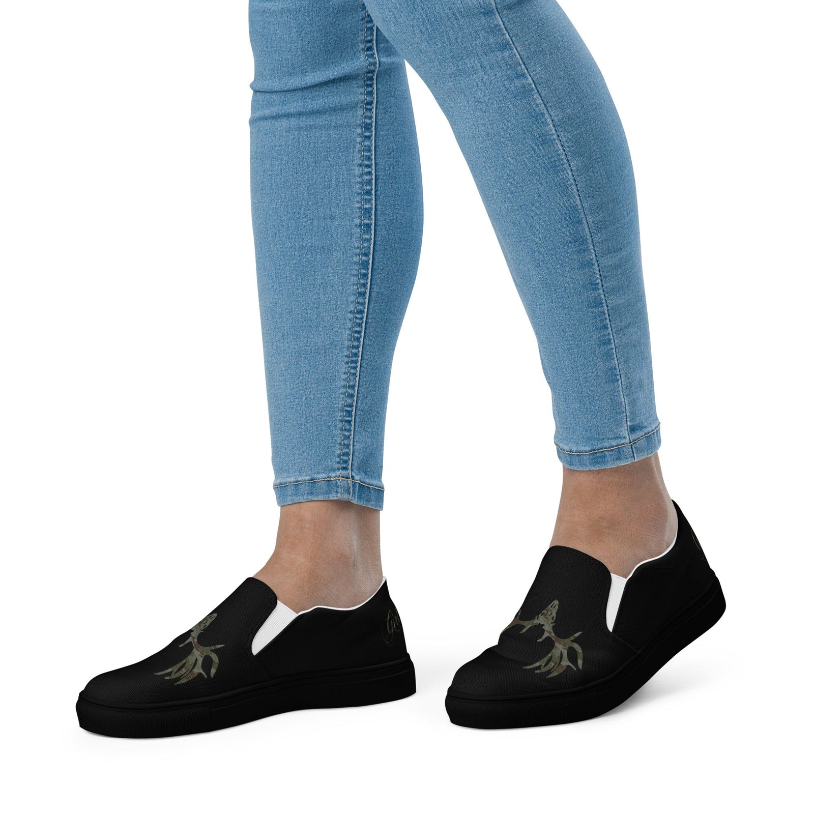 Buck Head Women's Black Canvas Slip-On Shoes
