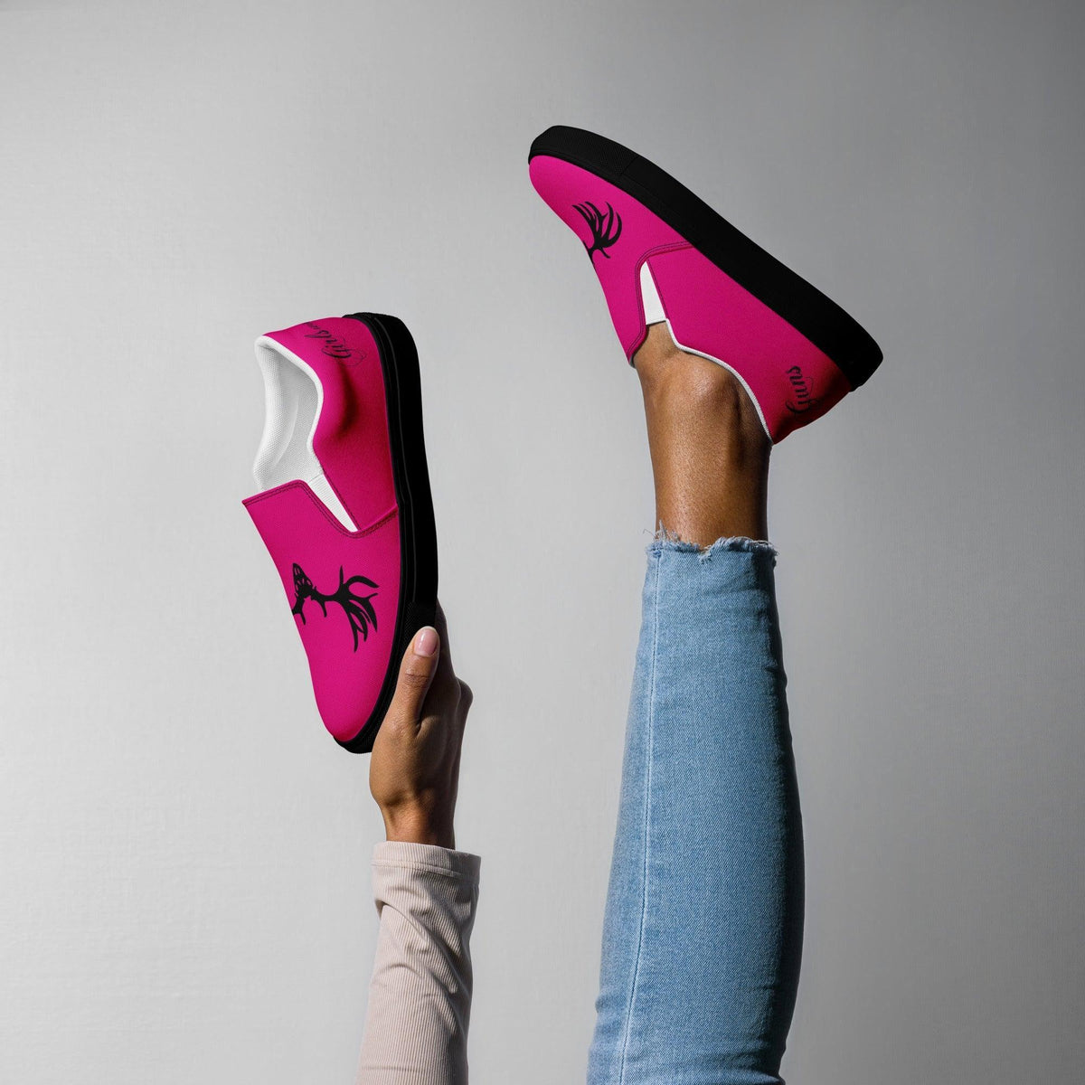 Buck Head Bright Pink Women's Canvas Slip-On Shoes