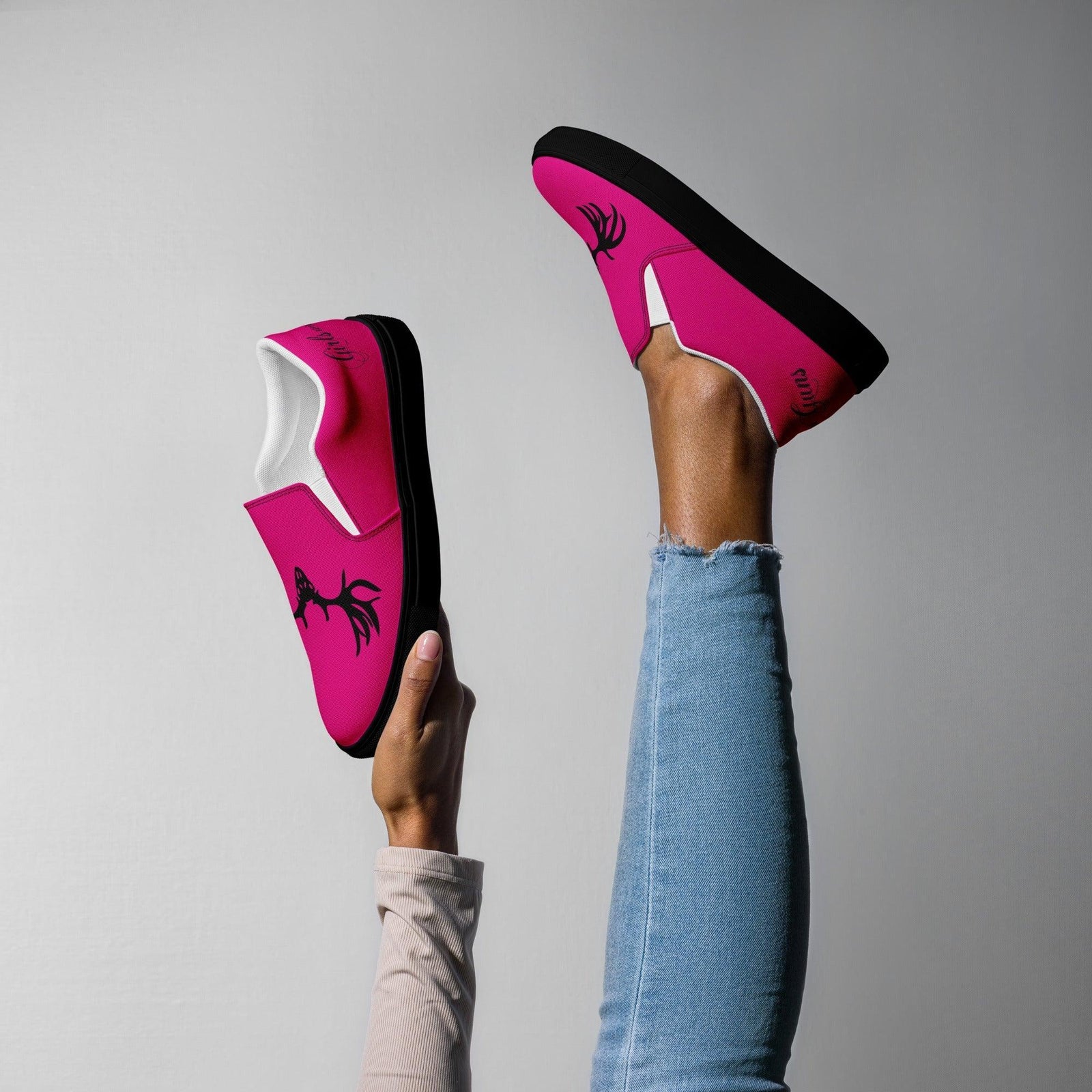 Buck Head Bright Pink Women's Canvas Slip-On Shoes