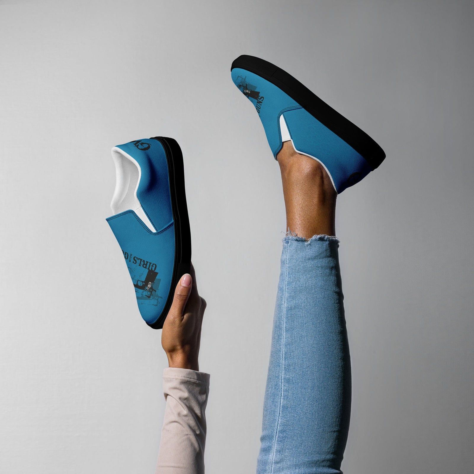 Pistol Trio Women's Deep Teal Canvas Slip-On Shoes
