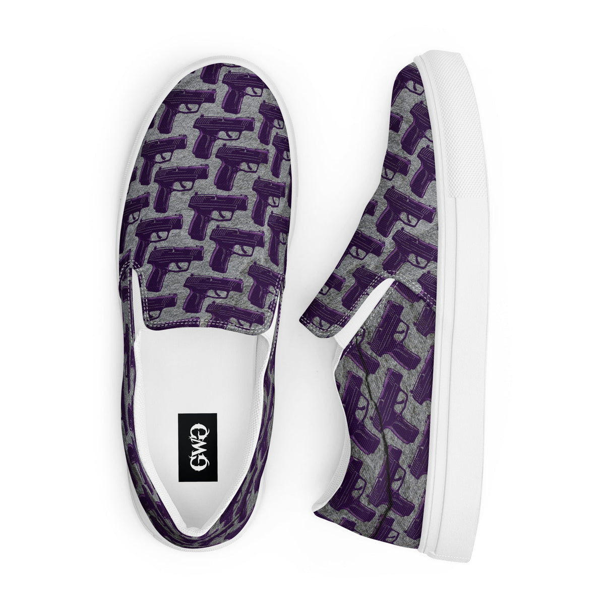 Purple Haze Pistol Palooza Women’s Canvas Slip-On Shoes
