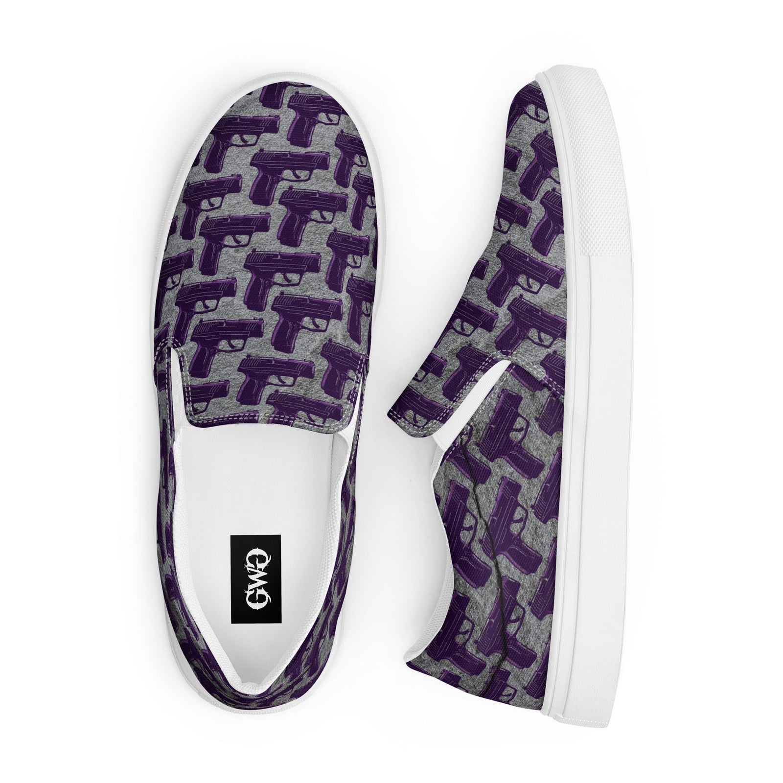 Purple Haze Pistol Palooza Women’s Canvas Slip-On Shoes