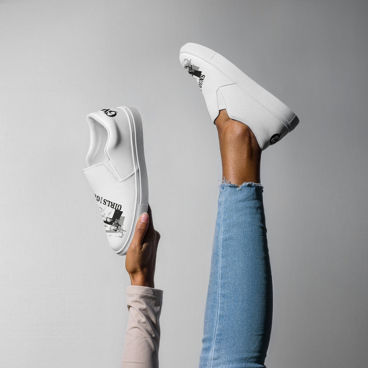 Pistol Trio Women’s White Canvas Slip-On Shoes