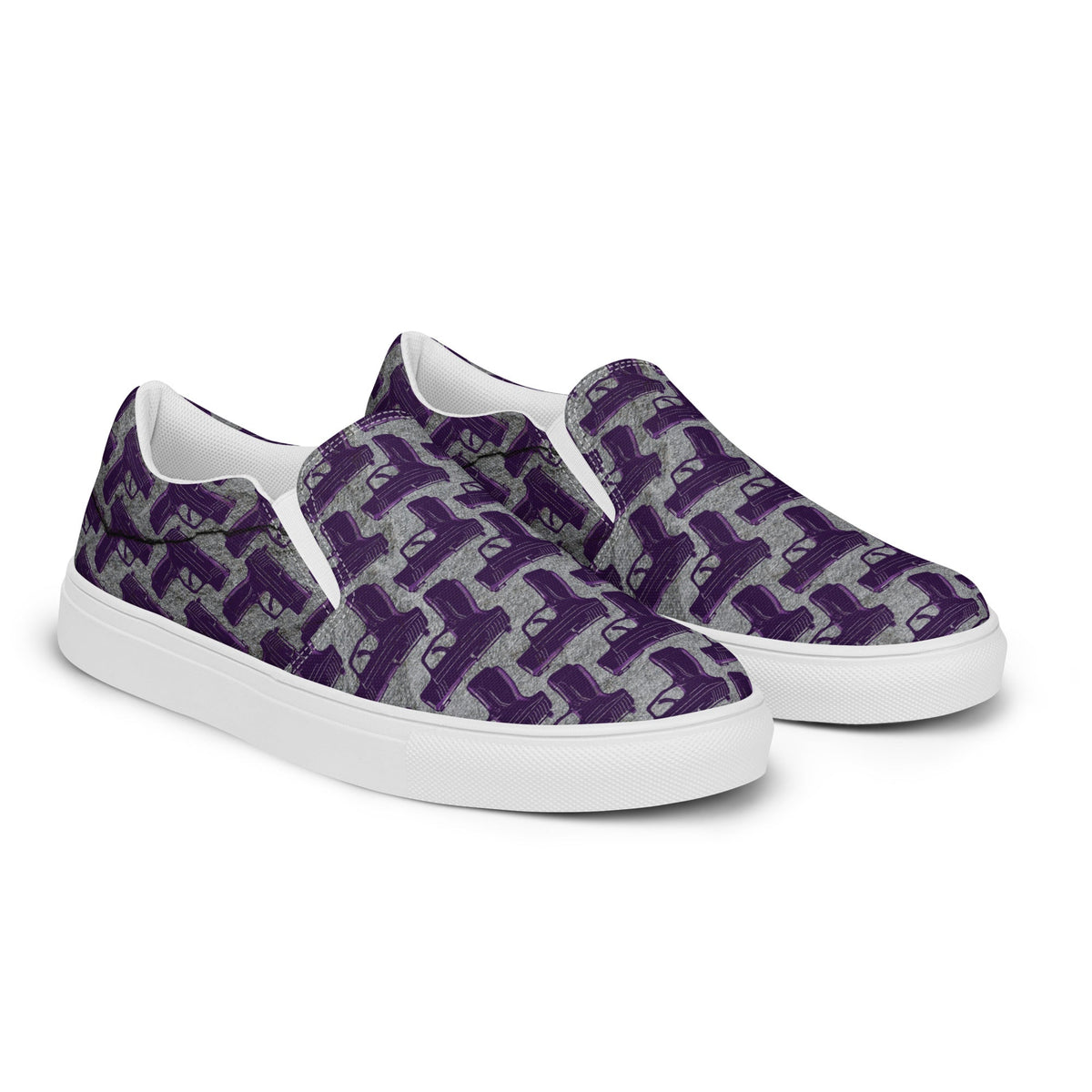 Purple Haze Pistol Palooza Women’s Canvas Slip-On Shoes