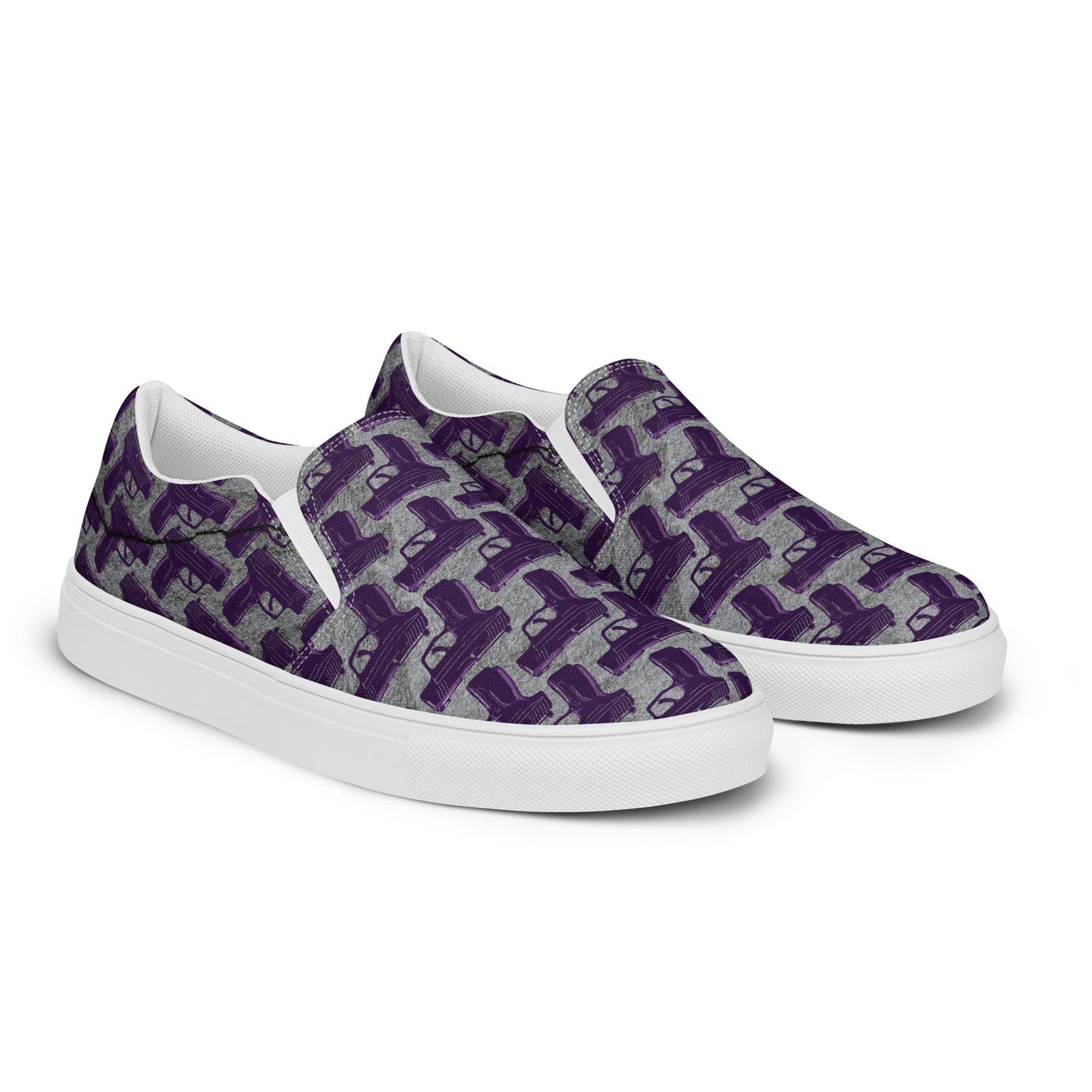 Purple Haze Pistol Palooza Women’s Canvas Slip-On Shoes