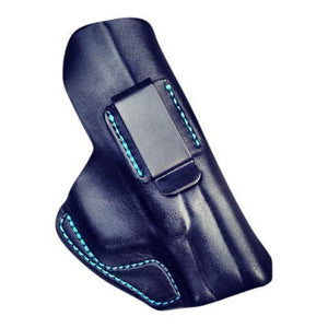 Athena inside-the-waistband holster - zero cant standard clip - black leather & teal thread