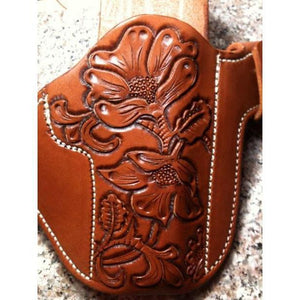 Classic Floral Outside the Waistband Leather Holster - Chestnut leather