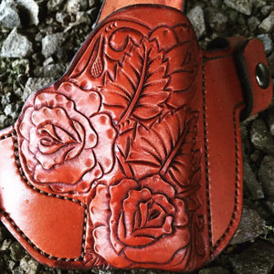 Annie Rose Floral - Chestnut Leather
