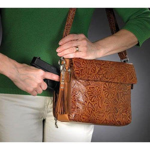 Tooled Cowhide Concealed-Carry Purse