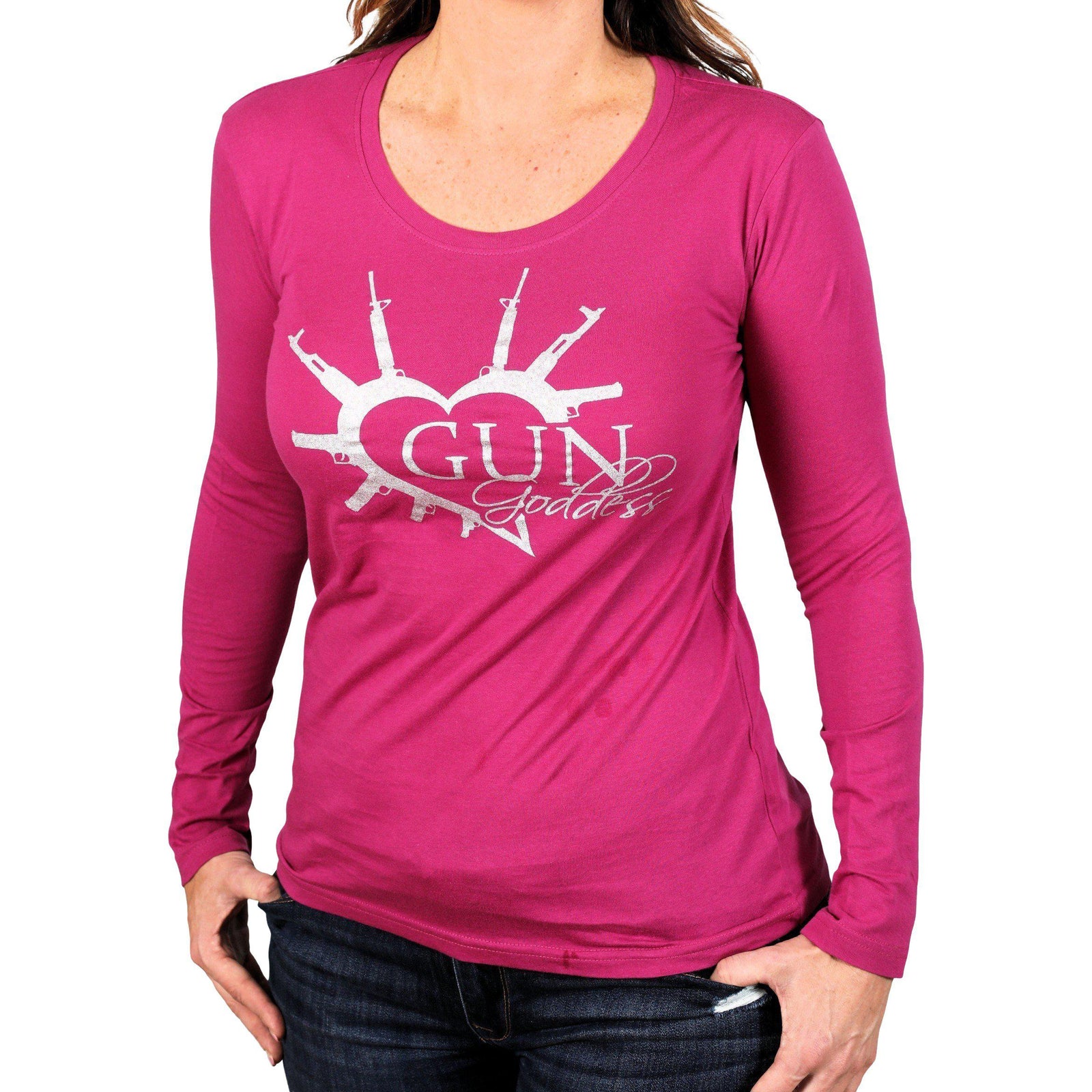 Bargain Bin - Heart of a GunGoddess Ladies' T-Shirt (Long Sleeves)