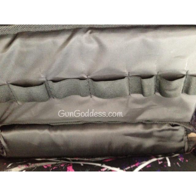 Muddy Girl Camo Range Bag - both long sides have padded, zippered pockets for additional storage