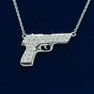 Gold 'n Diamonds Gun Necklace