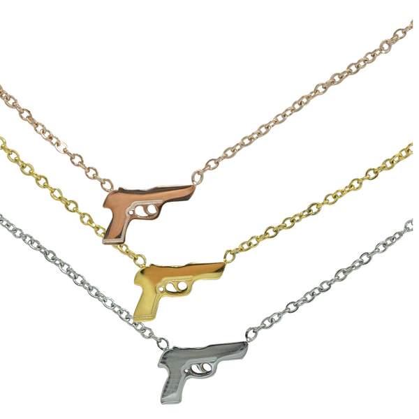 Silver Gold Polished Mini Gun Necklace