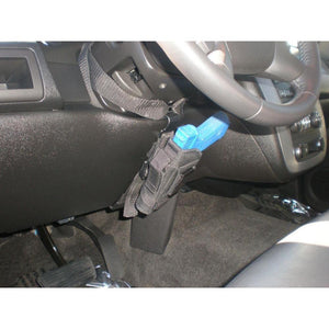 Steering wheel column holster mount - shown with optional adaptor strap & optional holster