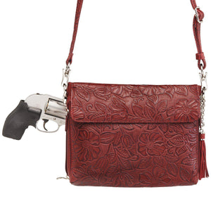 Tooled Cowhide Concealed-Carry Purse