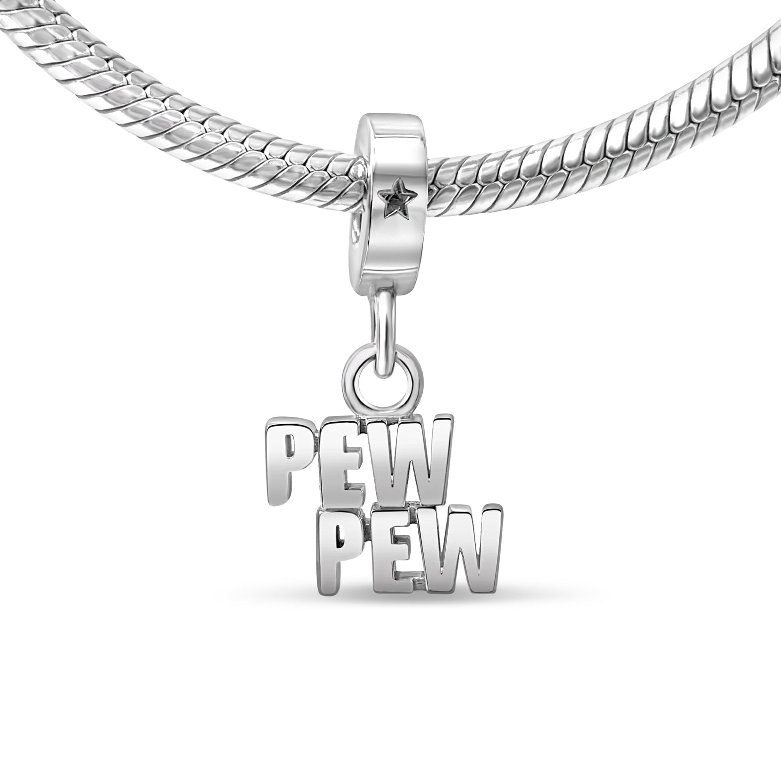 Pew Pew Charm on Bracelet