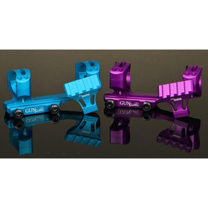 GunGoddess-Warne XSkel Scope Mount - teal & purple (shown with side mount adapters, sold separately)