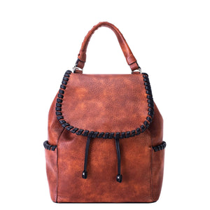 Mahogany with contrasting stitching