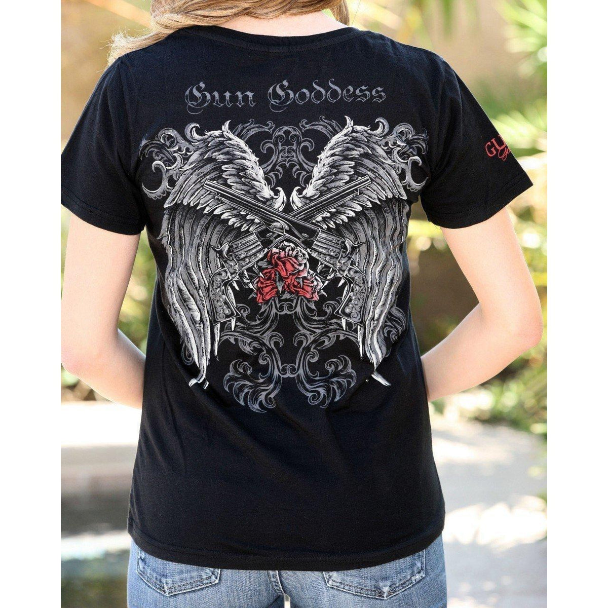 Winged Revolvers Ladies' T-Shirt - Red Rose (Short Sleeve)