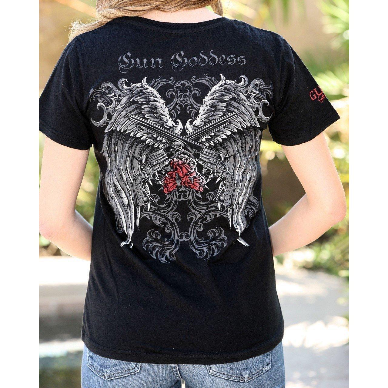 Winged Revolvers Ladies' T-Shirt - Red Rose (Short Sleeve)